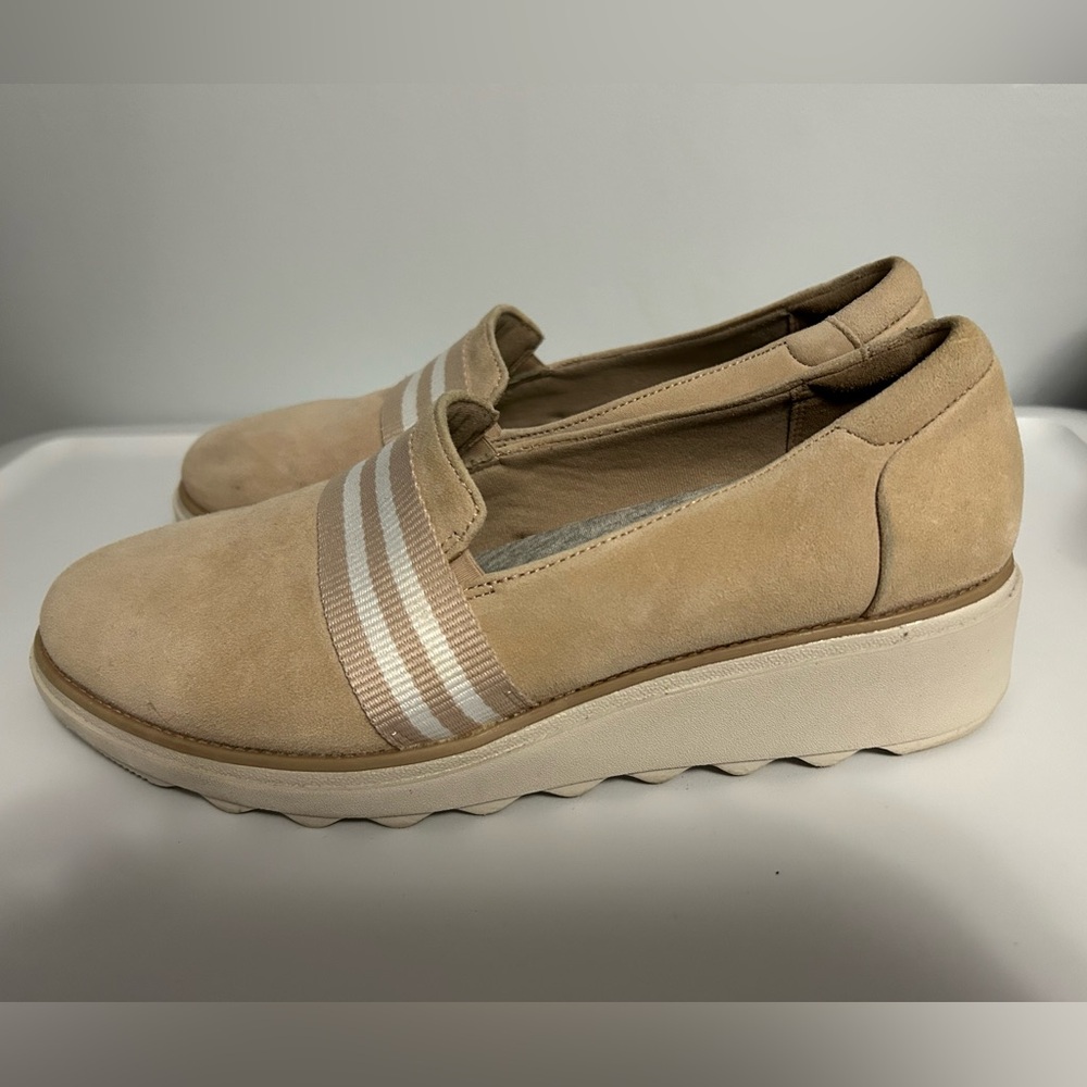 Clarks Beige Slip-On Women's Loafers